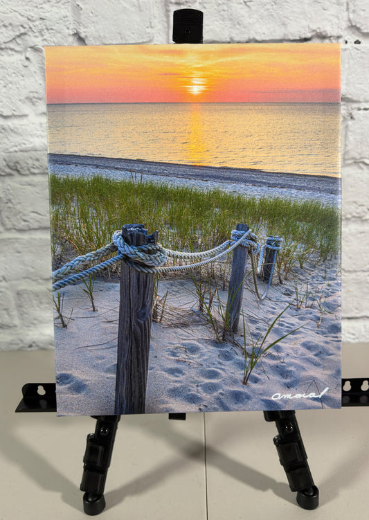 Signature Series - Canvas print of a rope railing at Sea Street Beach in East Dennis - Cape Cod